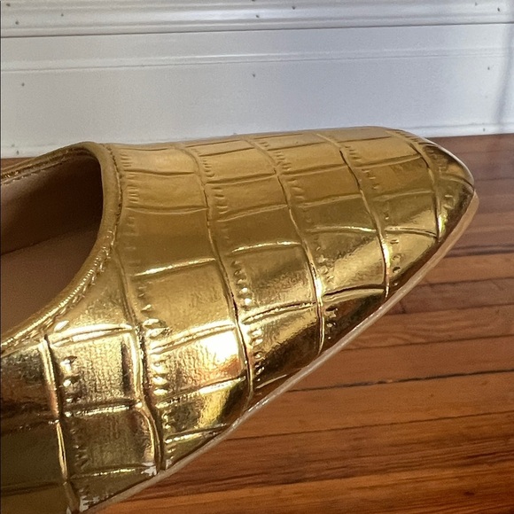 LOFT Classic Gold Croc Embossed Square Toe Mary Jane Ballet Flats Size 8.5 - Picture 10 of 10
